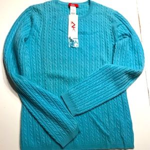 Medium Ann Kline turquoise Cashmere sweater.  NWT